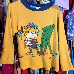 Vintage 1998 Yellow Long Sleeve Tee with Cartoon Art